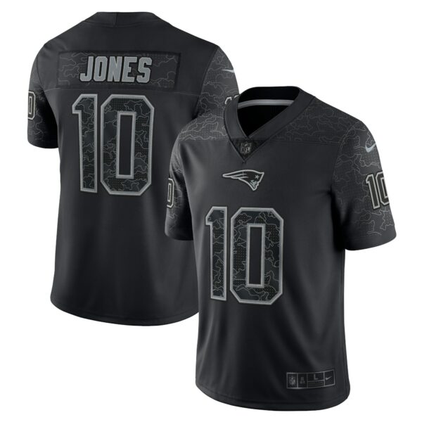 Men’s New England Patriots Mac Jones Nike Black RFLCTV Limited Jersey