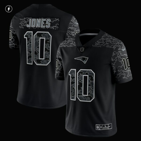 Men’s New England Patriots Mac Jones Nike Black RFLCTV Limited Jersey