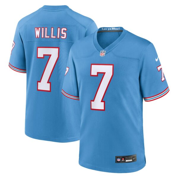 Men’s Tennessee Titans Malik Willis Nike Light Blue Oilers Throwback Alternate Game Player Jersey