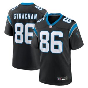 Men's Carolina Panthers Mike Strachan Nike Black Game Jersey