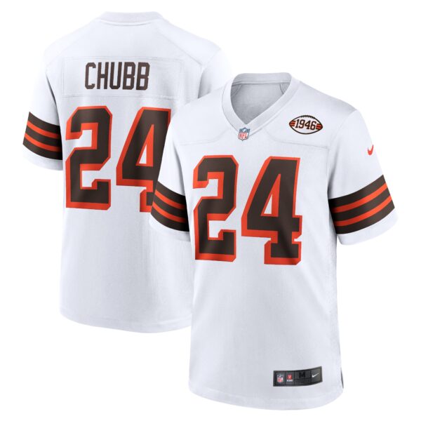 Men’s Cleveland Browns Nick Chubb Nike White 1946 Collection Alternate Game Jersey