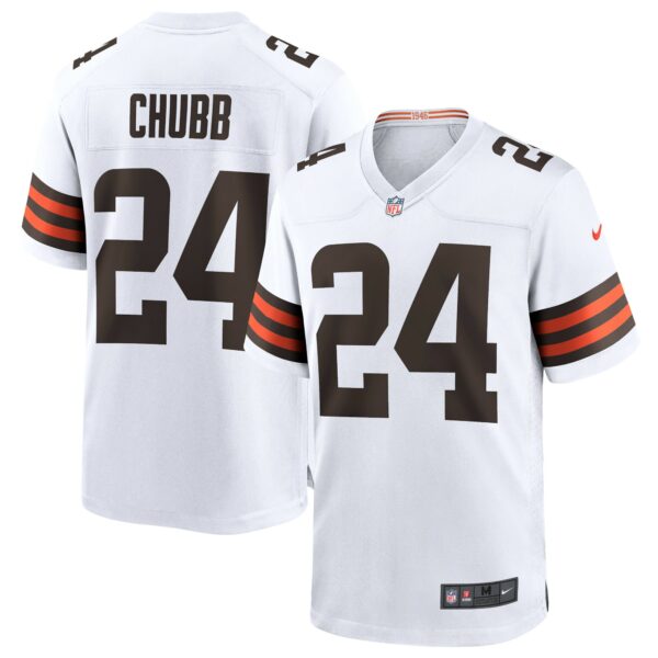 Men’s Cleveland Browns Nick Chubb Nike White Game Jersey