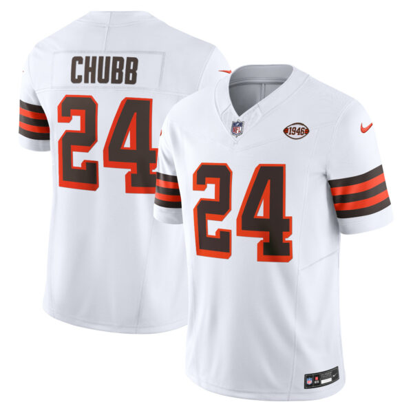 Men’s Cleveland Browns Nick Chubb Nike White Vapor F.U.S.E. Limited Jersey