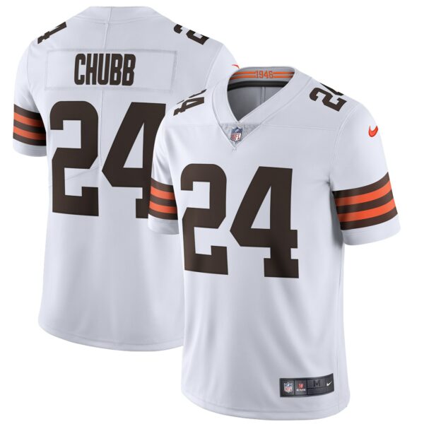 Men’s Cleveland Browns Nick Chubb Nike White Vapor Limited Jersey