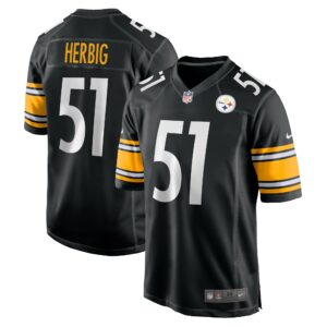 Men's Pittsburgh Steelers Nick Herbig Nike Black Game Jersey