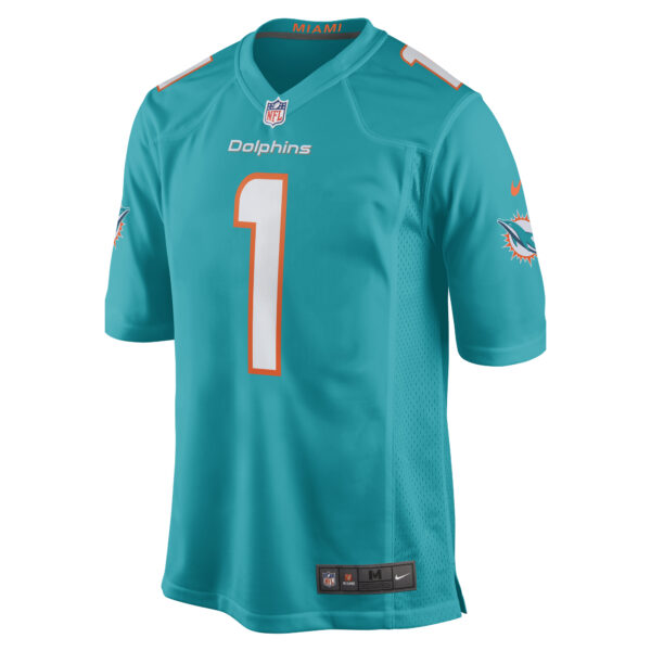 Men’s Miami Dolphins Number 1 Dad Nike Aqua Game Jersey