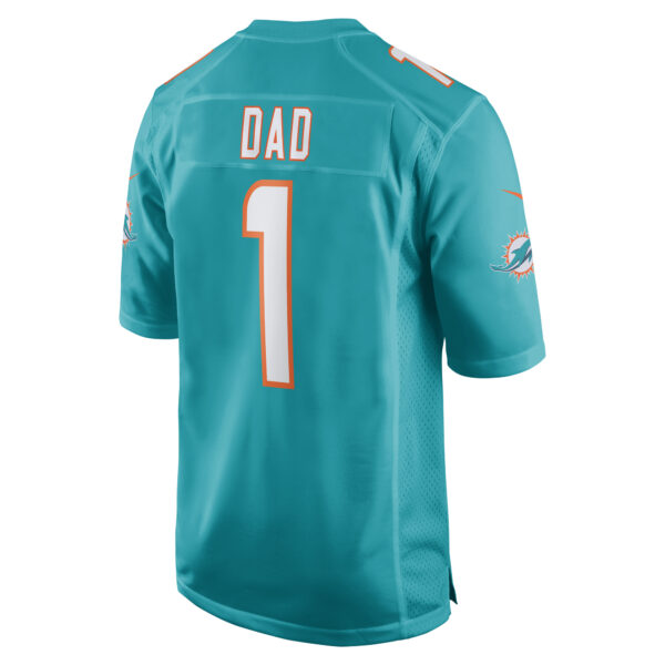 Men’s Miami Dolphins Number 1 Dad Nike Aqua Game Jersey