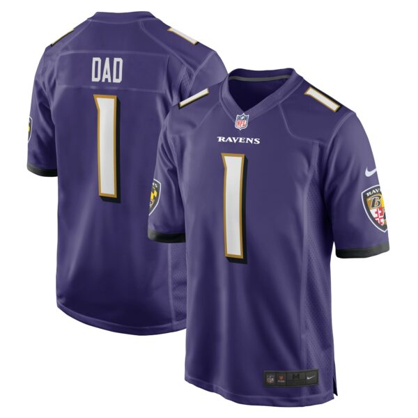 Men’s Baltimore Ravens Number 1 Dad Nike Purple Game Jersey