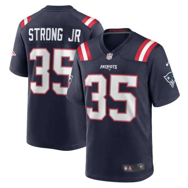 Men’s New England Patriots Pierre Strong Jr. Nike Navy Game Player Jersey