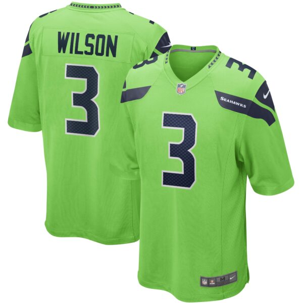 Men’s Seattle Seahawks Russell Wilson Nike Neon Green Alternate Game Jersey