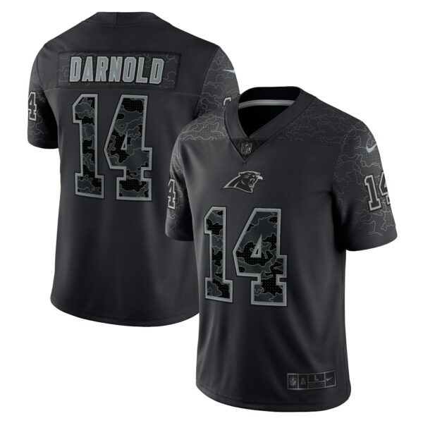 Men’s Carolina Panthers Sam Darnold Nike Black RFLCTV Limited Jersey