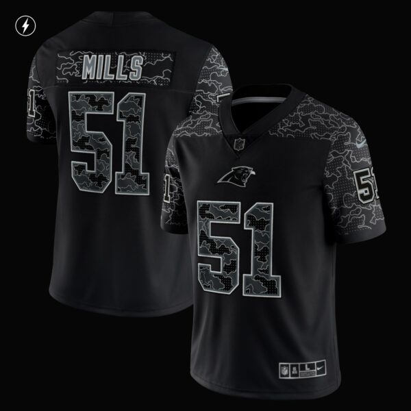 Men’s Carolina Panthers Sam Mills Nike Black Retired Player RFLCTV Limited Jersey