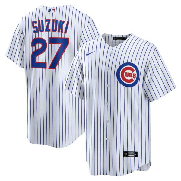 Men’s Chicago Cubs Seiya Suzuki Nike White Home Replica Jersey