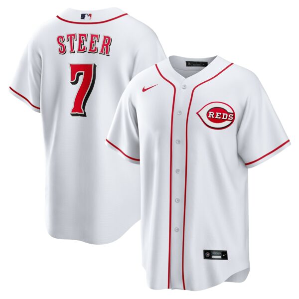 Men’s Cincinnati Reds Spencer Steer Nike White Home Replica Jersey