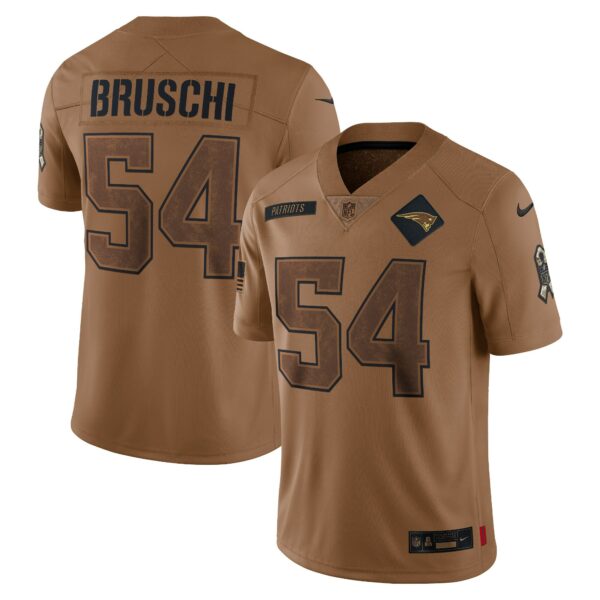 Men’s New England Patriots Tedy Bruschi Nike Brown 2023 Salute To Service Retired Player Limited Jersey