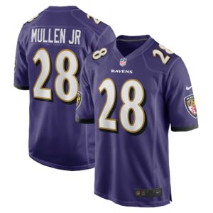 Men's Baltimore Ravens Trayvon Mullen Jr. Nike Purple Team Game Jersey