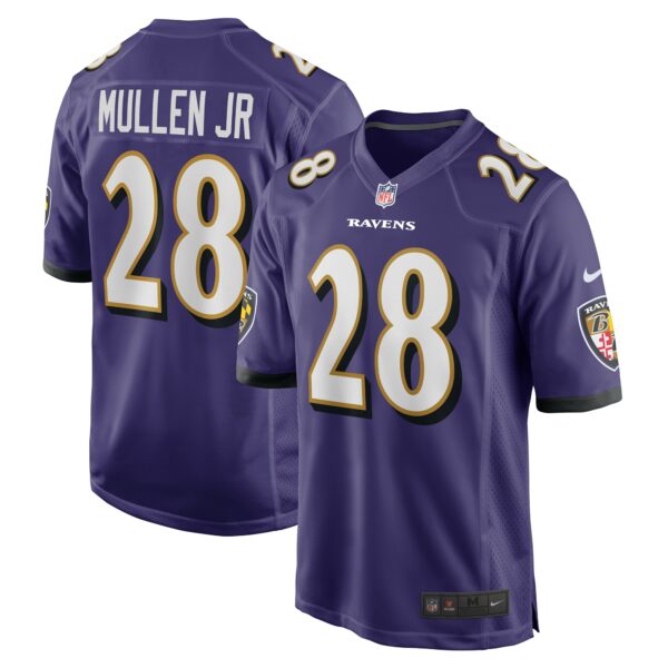 Men’s Baltimore Ravens Trayvon Mullen Jr. Nike Purple Team Game Jersey