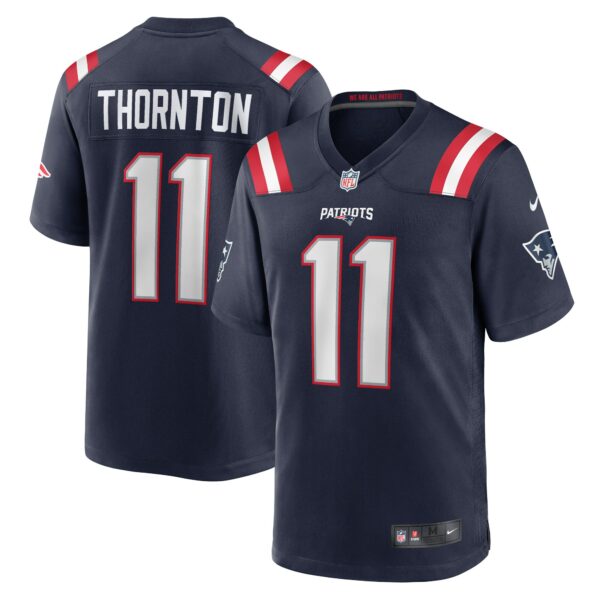 Men’s New England Patriots Tyquan Thornton Nike Navy Game Player Jersey