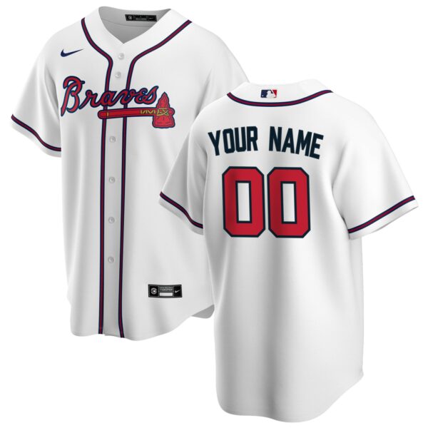 Men’s Atlanta Braves Nike White Home Replica Custom Jersey