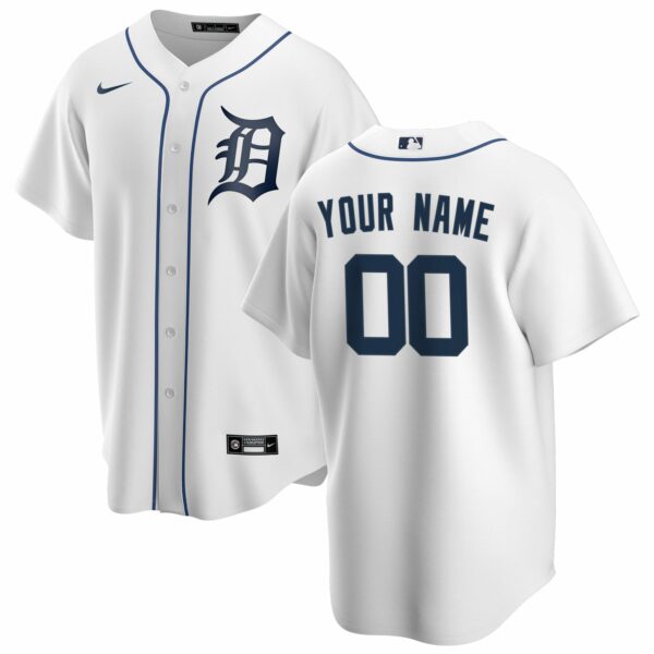 Men’s Detroit Tigers Nike White Home Replica Custom Jersey