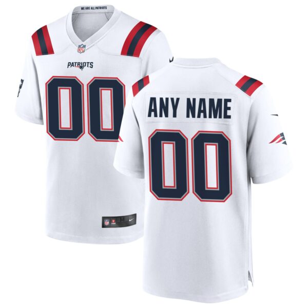 Men’s New England Patriots Nike White Custom Game Jersey