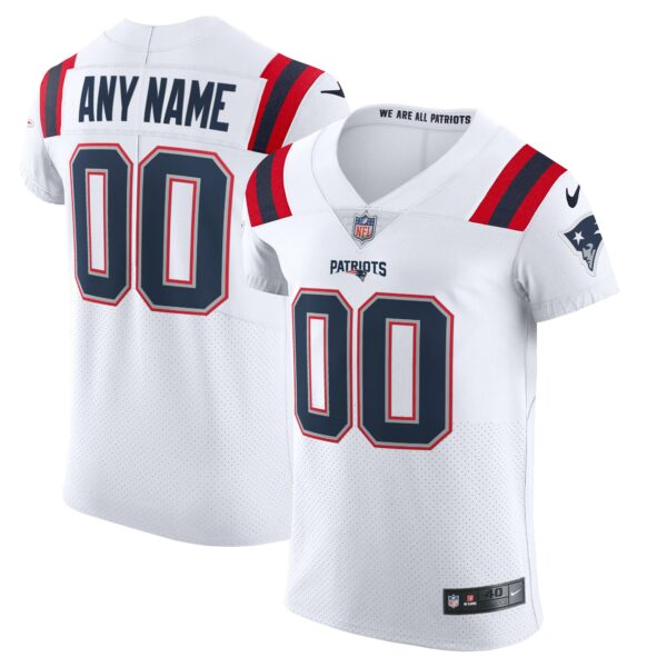 Men’s New England Patriots Nike White Vapor Elite Custom Jersey