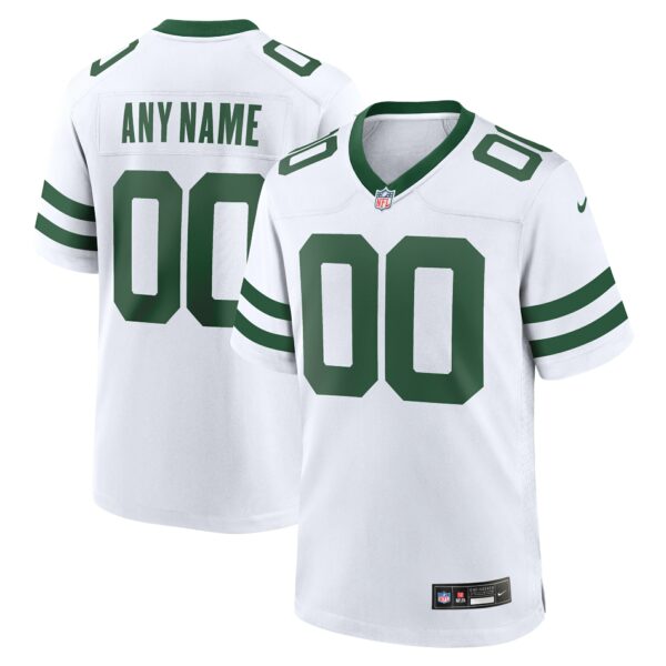 Men’s New York Jets Nike White Legacy Custom Game Jersey