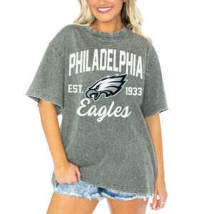 Women's Philadelphia Eagles Gameday Couture Gray Tackle Titan Boyfriend Washed T-Shirt