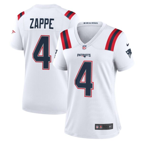 Women’s New England Patriots Bailey Zappe Nike White Game Player Jersey