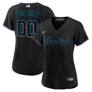 Women's Miami Marlins Nike Black Alternate Custom Replica Jersey