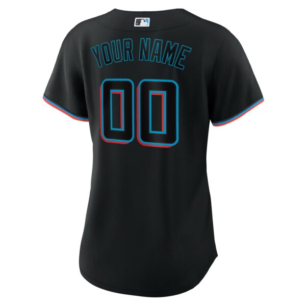 Women’s Miami Marlins Nike Black Alternate Custom Replica Jersey