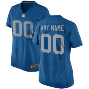 Women's Nike Blue Detroit Lions Throwback Custom Game Jersey