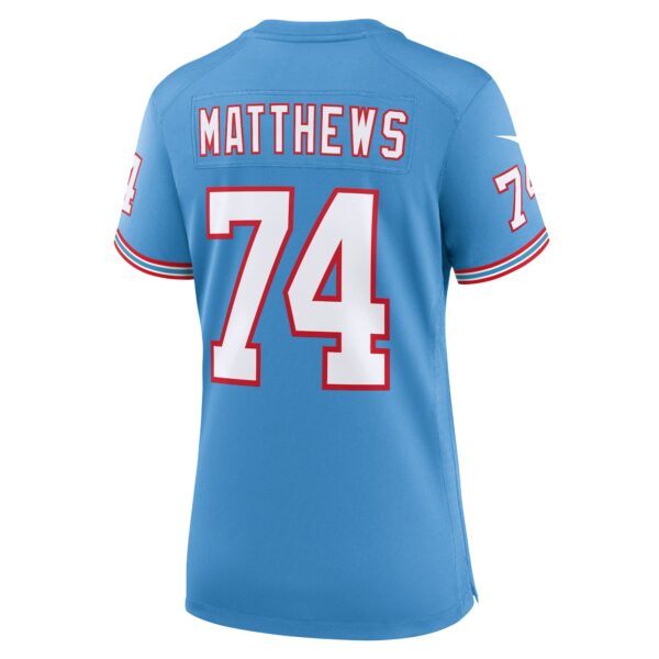 Women’s Tennessee Titans Bruce Matthews Nike Light Blue Oilers Throwback Retired Player Game Jersey