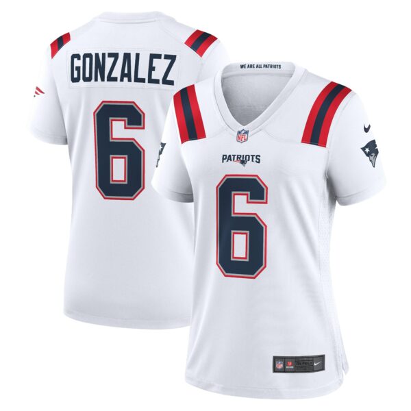 Women’s New England Patriots Christian Gonzalez Nike White Game Jersey