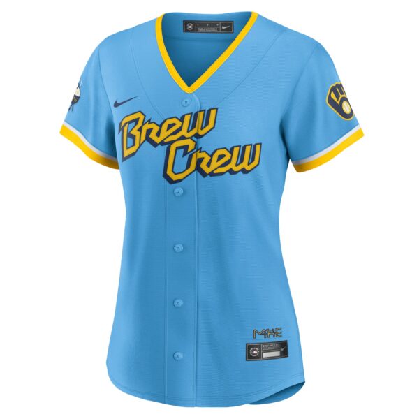 Women’s Milwaukee Brewers Christian Yelich Nike Powder Blue 2022 City Connect Replica Player Jersey