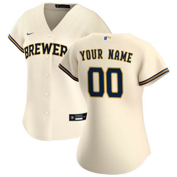 Women’s Milwaukee Brewers Nike Cream Home Replica Custom Jersey