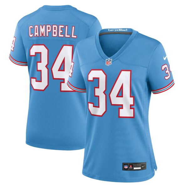 Women’s Tennessee Titans Earl Campbell Nike Light Blue Oilers Throwback Retired Player Game Jersey