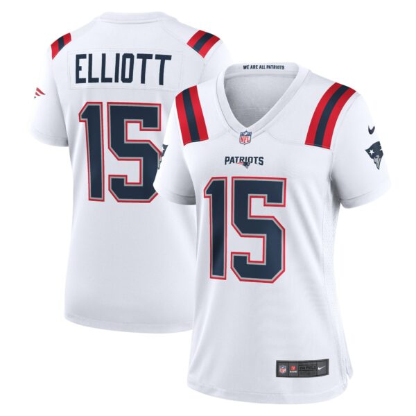 Women’s New England Patriots Ezekiel Elliott Nike White Game Player Jersey