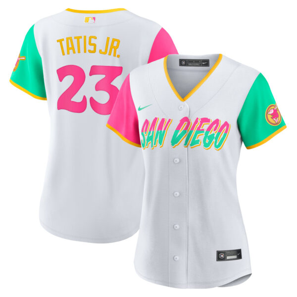 Women’s San Diego Padres Fernando Tatis Jr. Nike White 2022 City Connect Replica Player Jersey