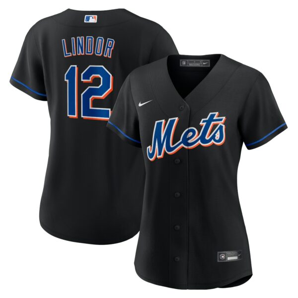 Women’s New York Mets Francisco Lindor Nike Black 2022 Alternate Replica Player Jersey