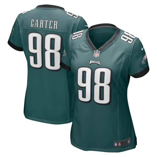 Women’s Philadelphia Eagles Jalen Carter Nike Midnight Green 2023 NFL Draft First Round Pick Game Jersey