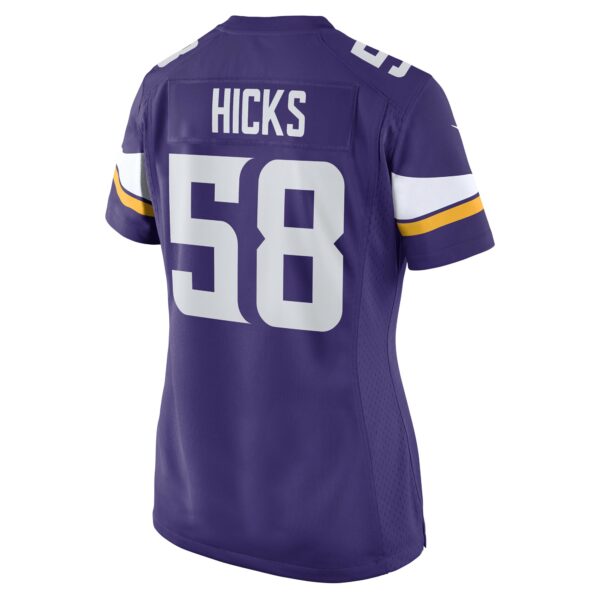 Women’s Minnesota Vikings Jordan Hicks Nike Purple Game Player Jersey