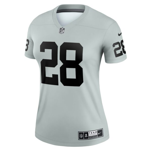 Women’s Las Vegas Raiders Josh Jacobs Nike Silver Inverted Legend Jersey