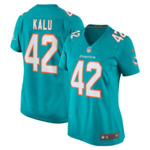 Women's Miami Dolphins Joshua Kalu Nike Aqua Team Game Jersey