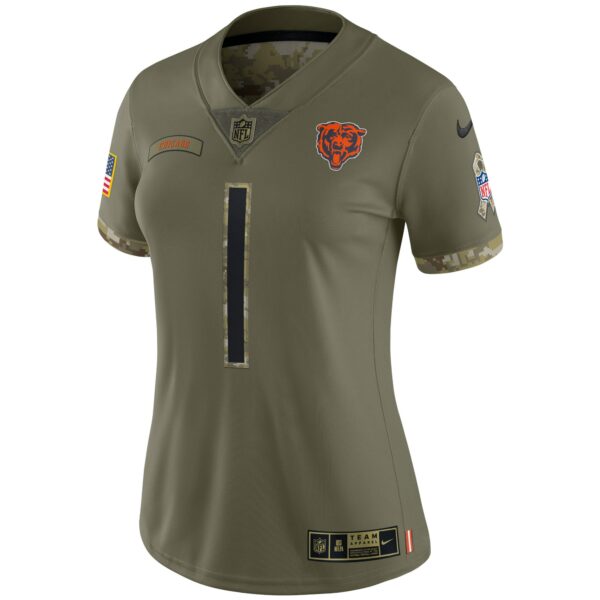 Women’s Chicago Bears Justin Fields Nike Olive 2022 Salute To Service Limited Jersey