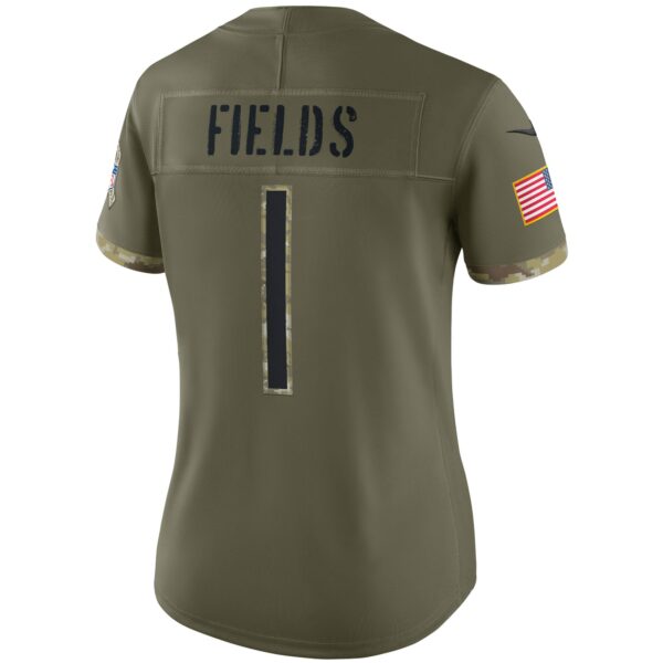 Women’s Chicago Bears Justin Fields Nike Olive 2022 Salute To Service Limited Jersey