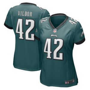 Women's Philadelphia Eagles Kindle Vildor Nike Midnight Green Game Jersey