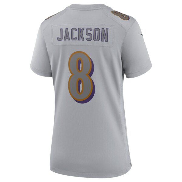 Women’s Baltimore Ravens Lamar Jackson Nike Gray Atmosphere Fashion Game Jersey