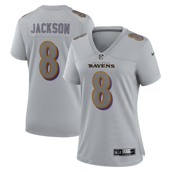 Women’s Baltimore Ravens Lamar Jackson Nike Gray Atmosphere Fashion Game Jersey