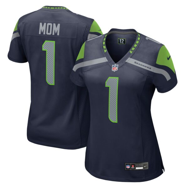 Women’s Seattle Seahawks Number 1 Mom Nike College Navy Game Jersey